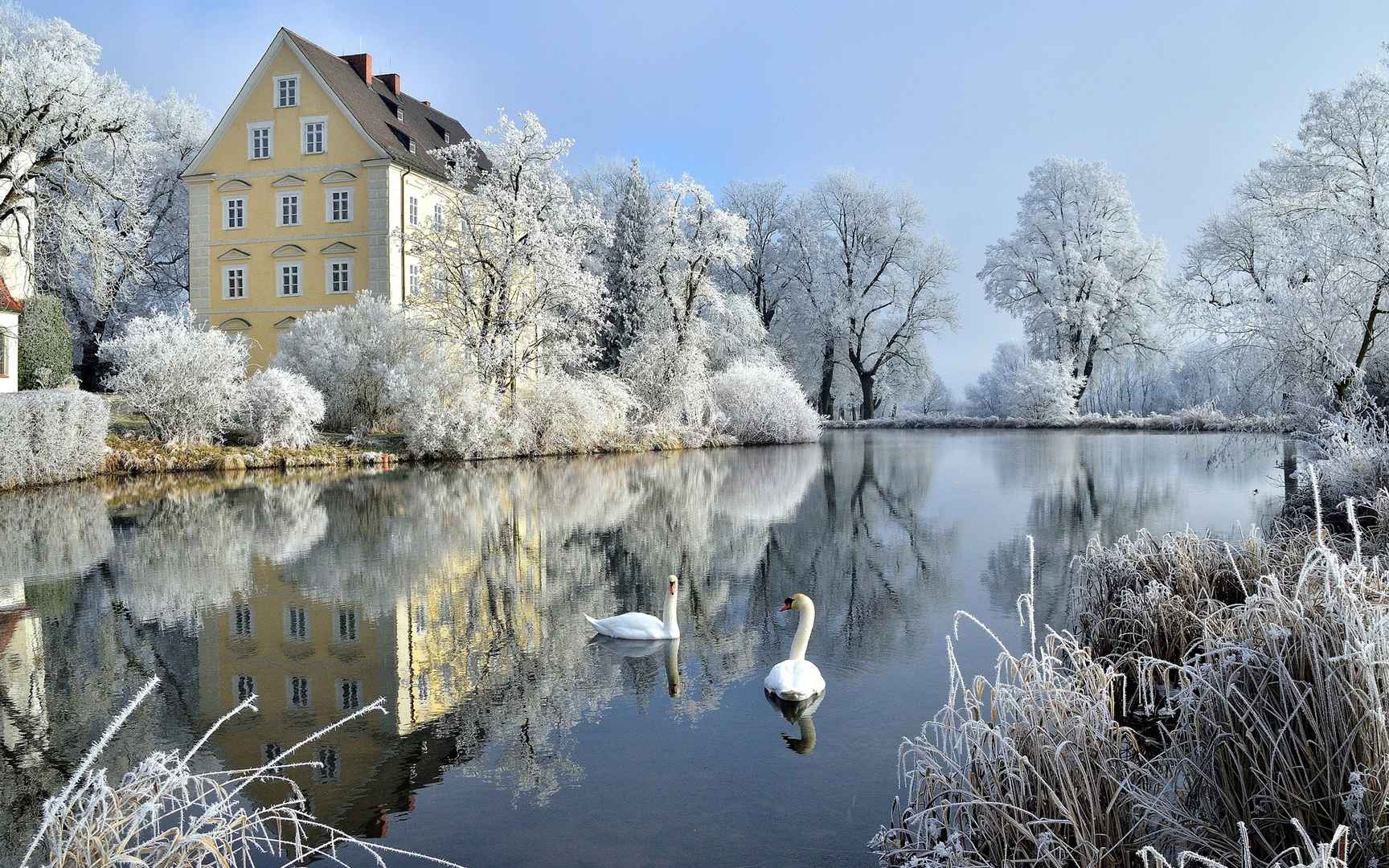 巴伐利亚,冬天里的童话桌面壁纸