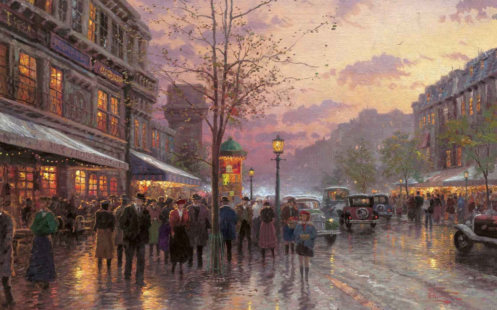 清新油画唯美景色图片高清电脑壁纸下载-