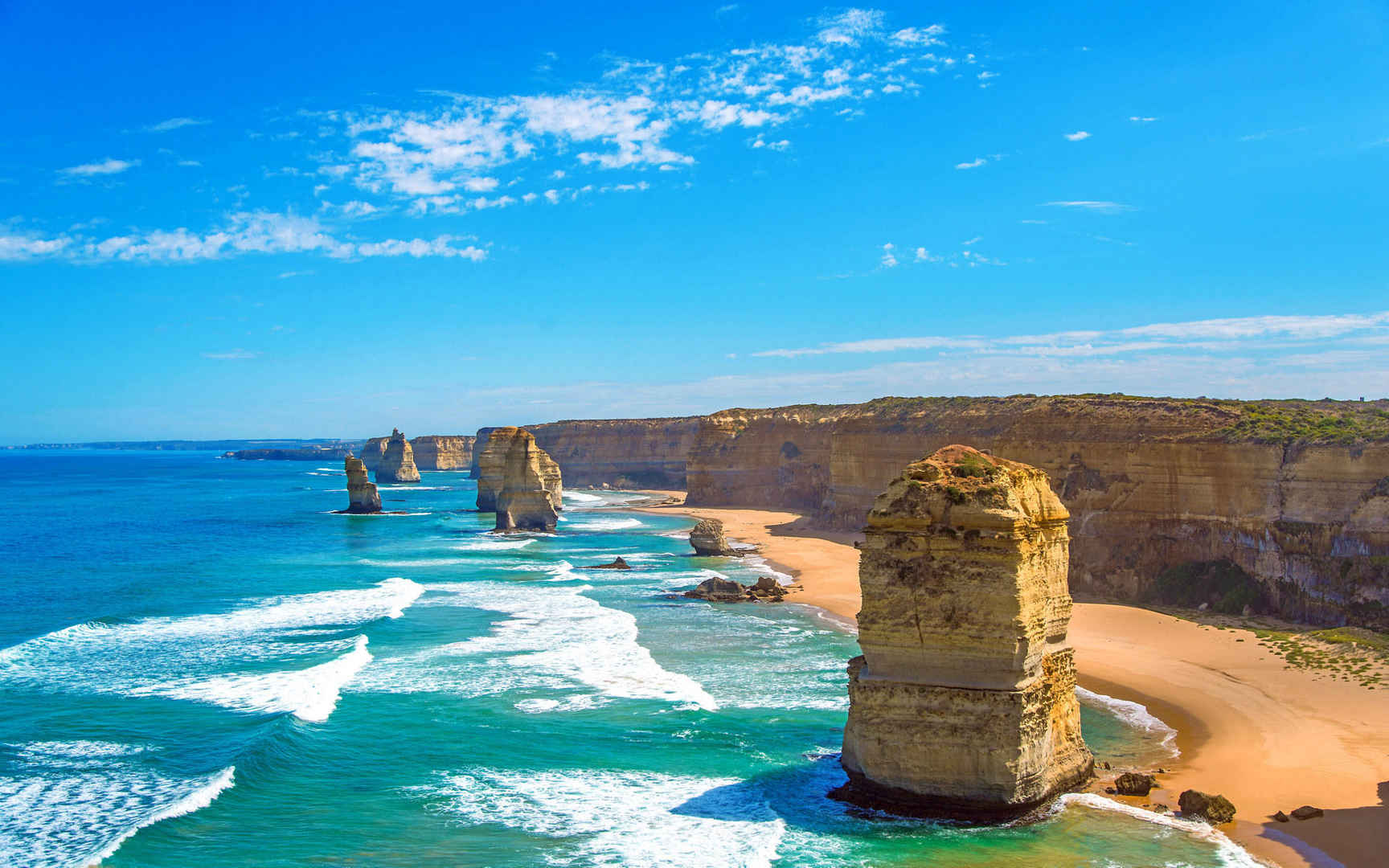 高清风景迷人的澳大利亚十二使徒岩电脑桌面壁纸-