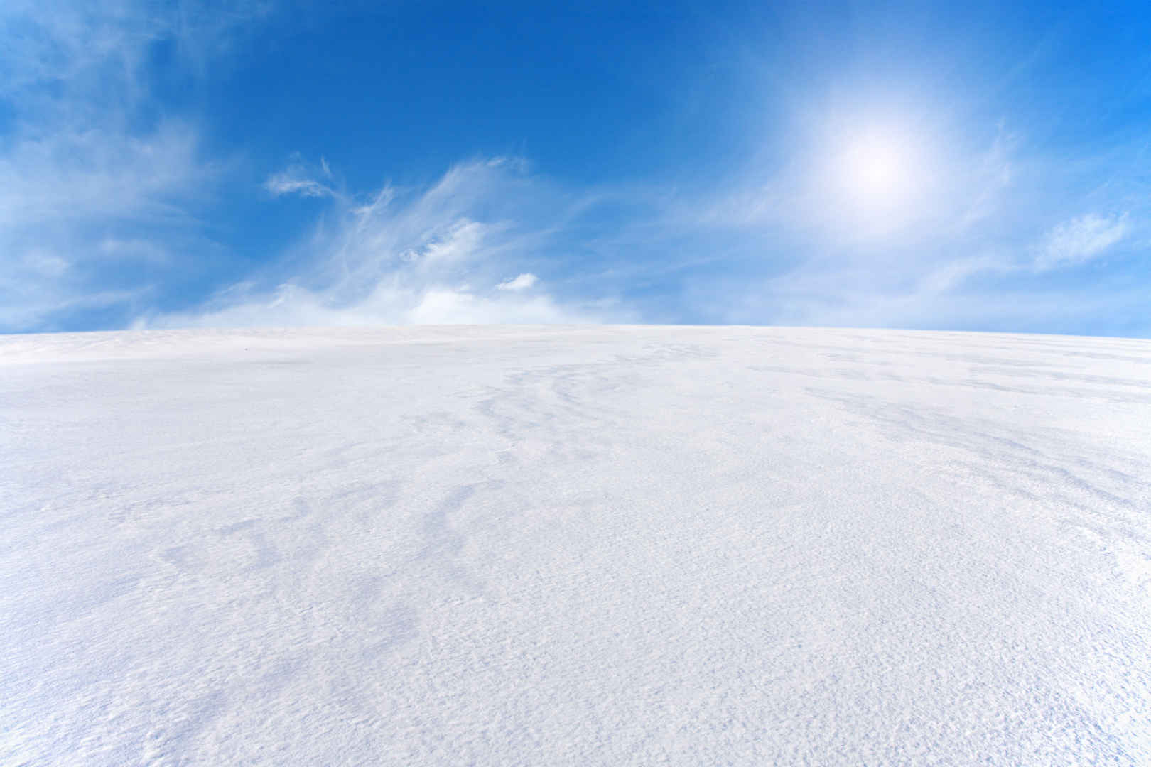 冬季蓝天下一望无际雪地风景图片