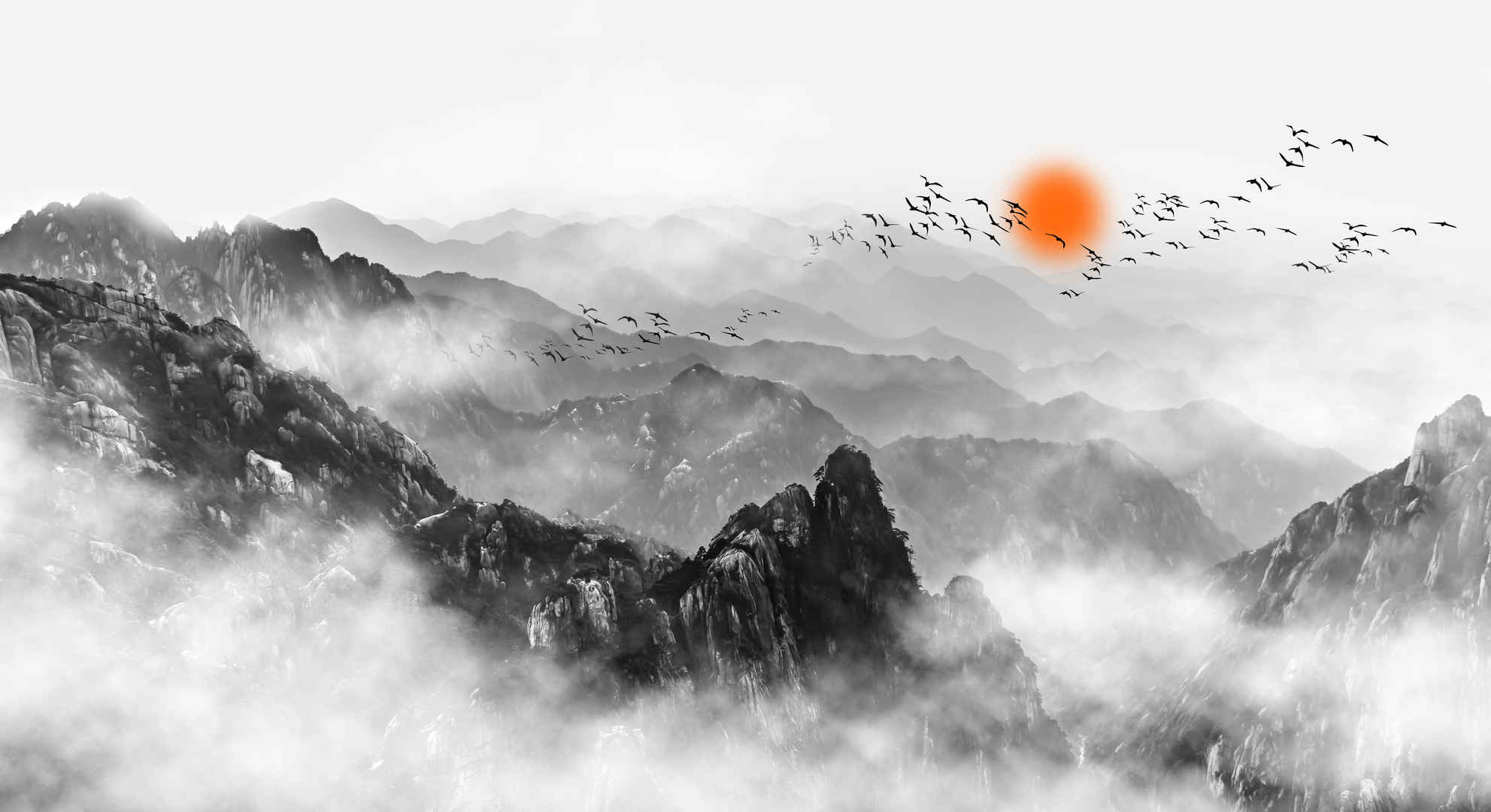 中国黄山美丽风景意境大图壁纸