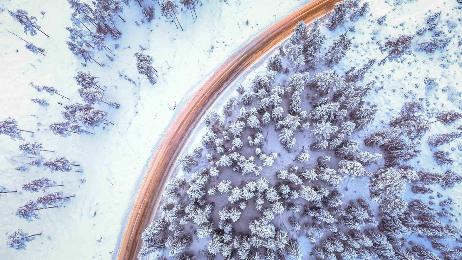 航拍森林雪景高清壁纸-