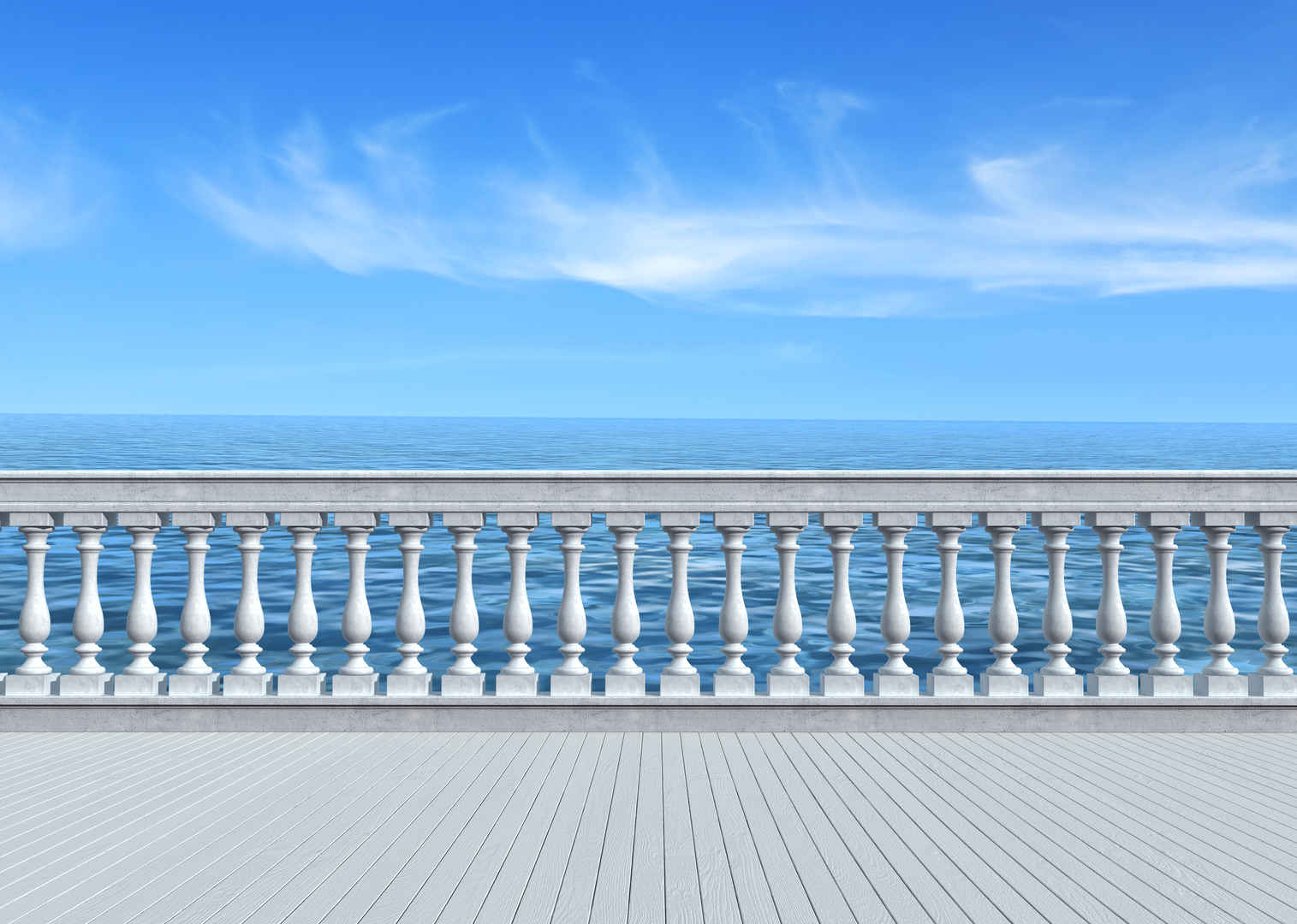 露台俯瞰大海自然风景图片-