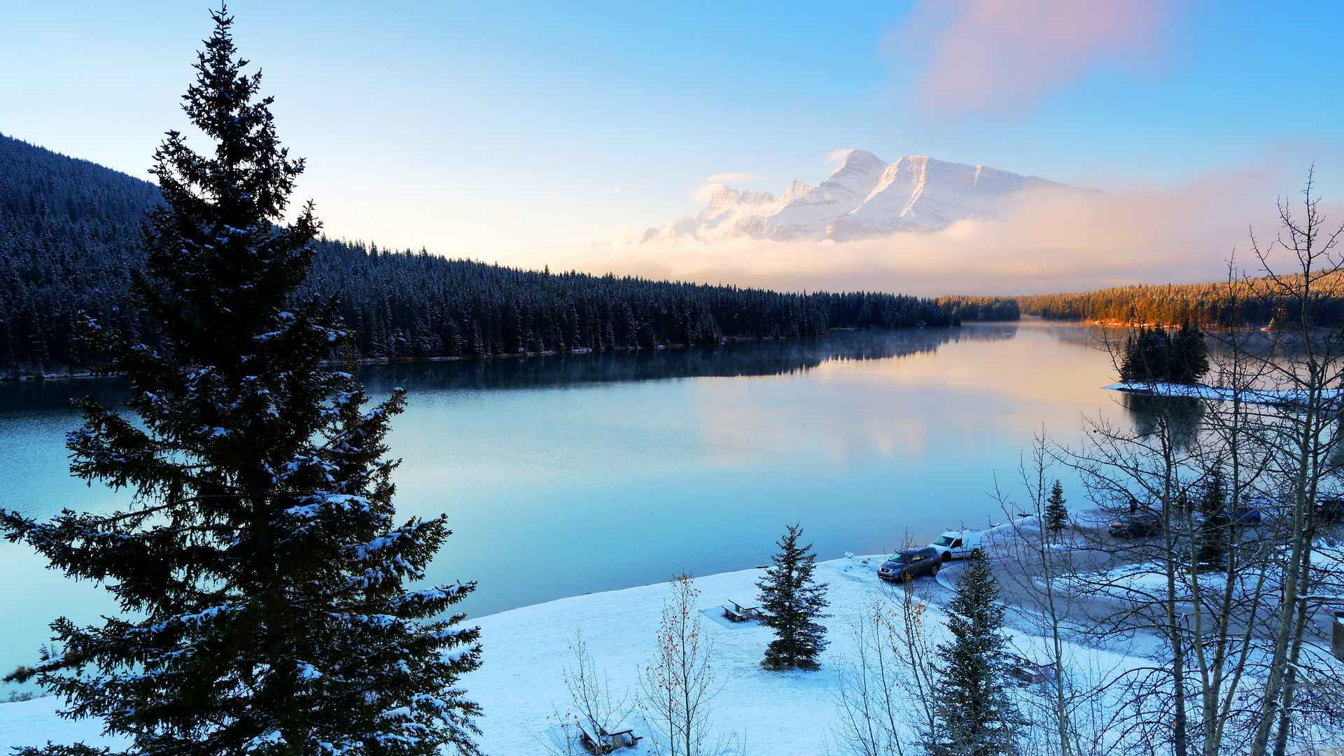 加拿大双杰克湖风景桌面壁纸