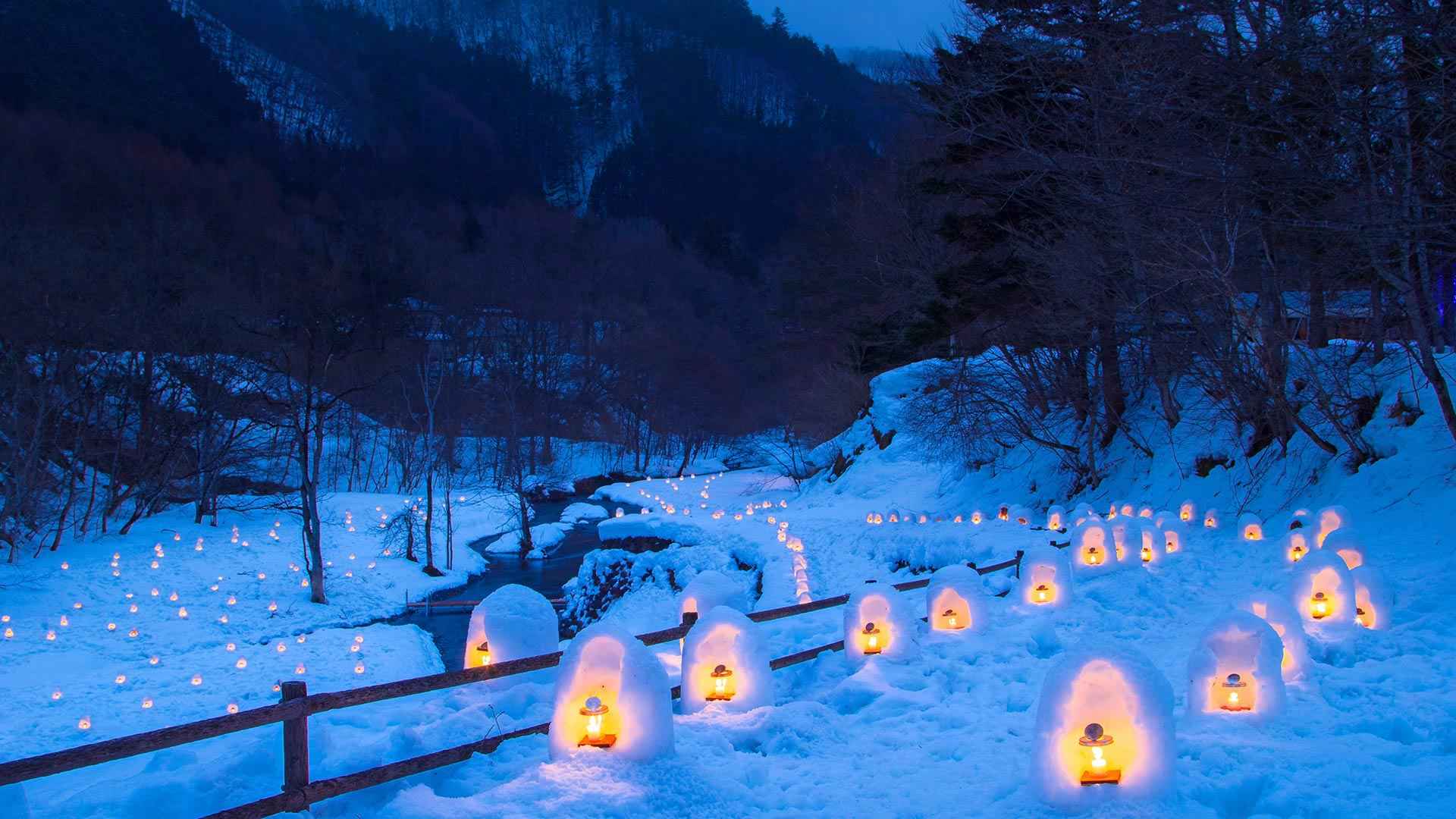 唯美雪中夜景图片