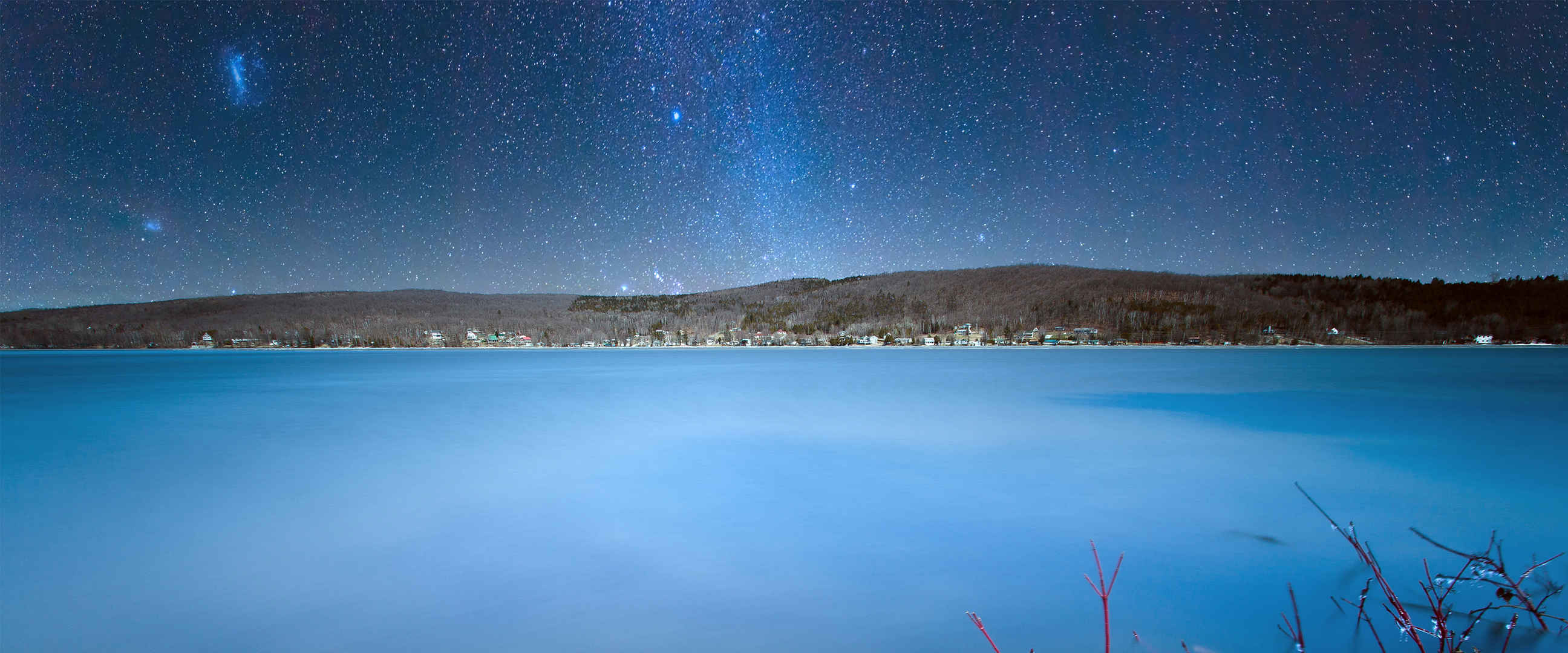 星空 山脉 大海 壁纸-