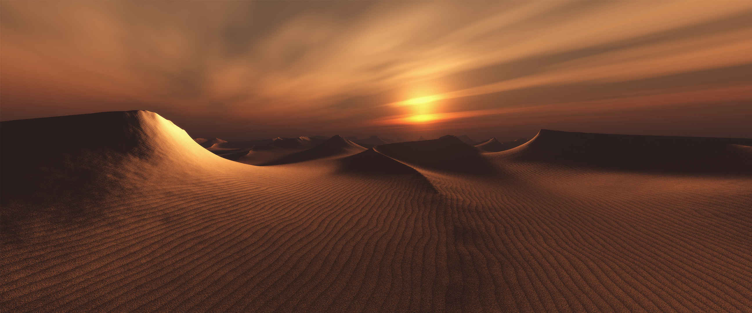 沙漠夕阳图片唯美-