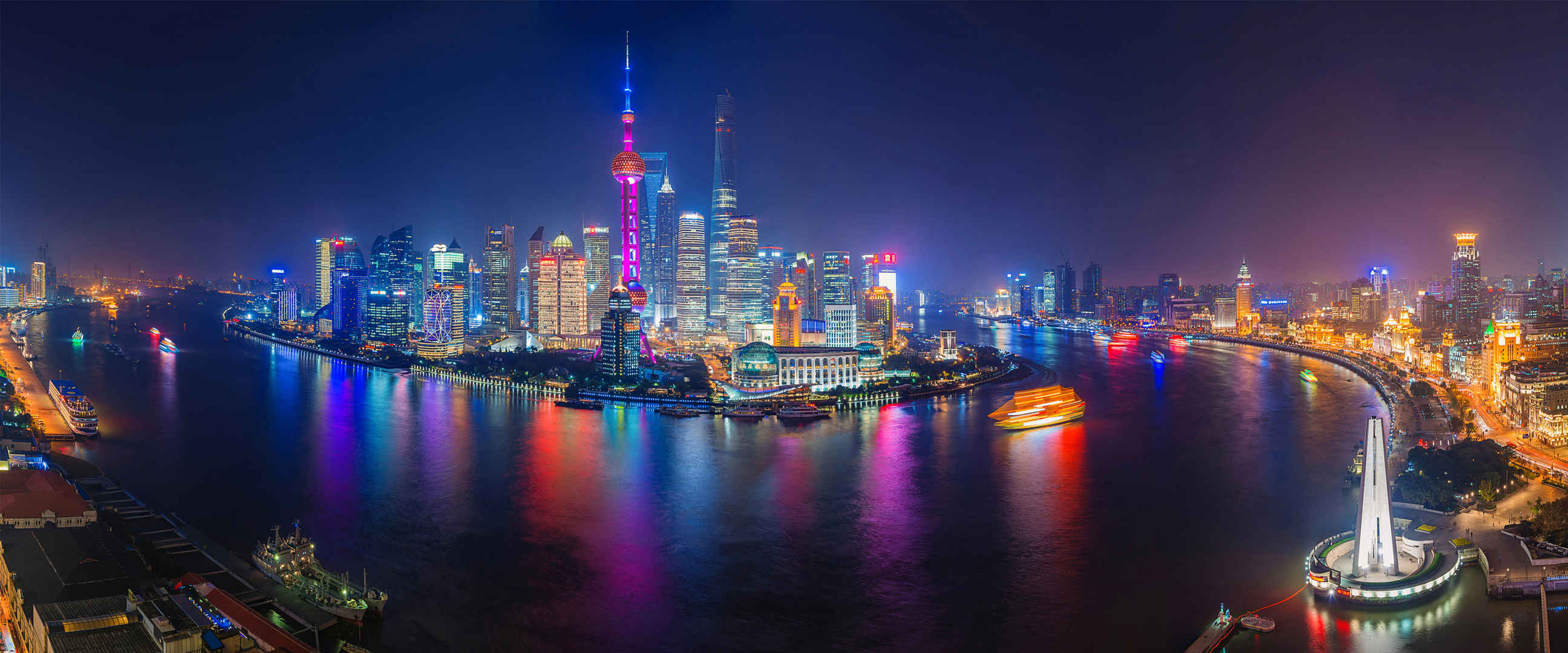 上海东方明珠江景夜色高清壁纸-