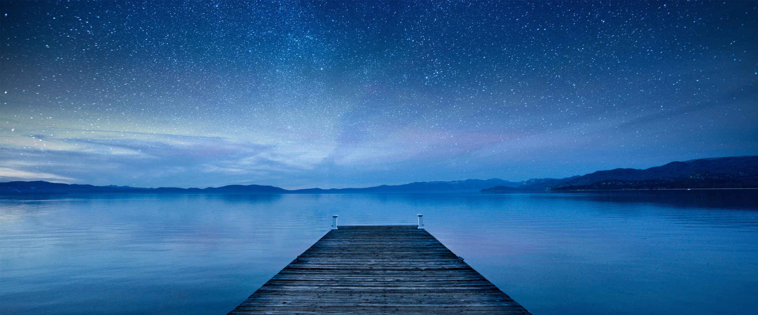 夜空繁星 大海 木桥 图片