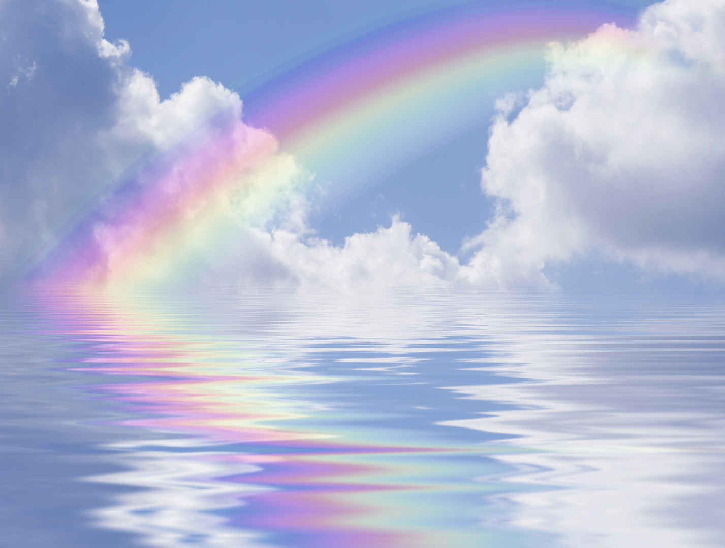 纷的彩虹水天相接壁纸图片-
