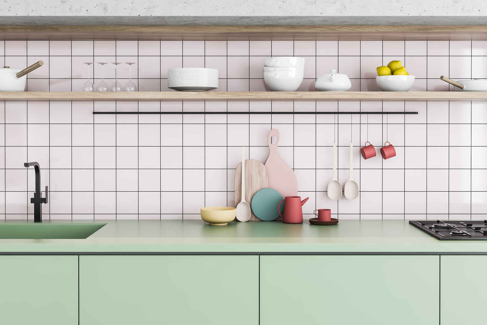 现代设计的厨房装修壁纸