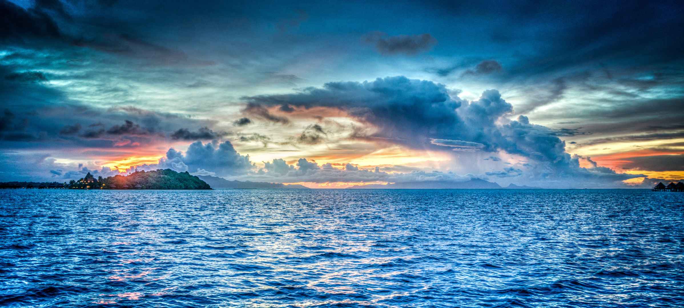 波拉波拉岛日落图片