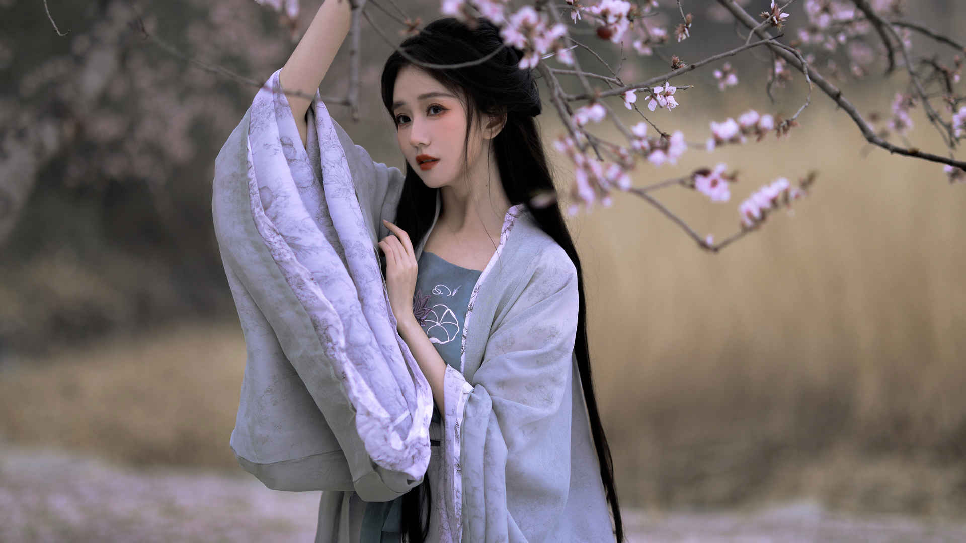 梅花好看的古风美女壁纸-