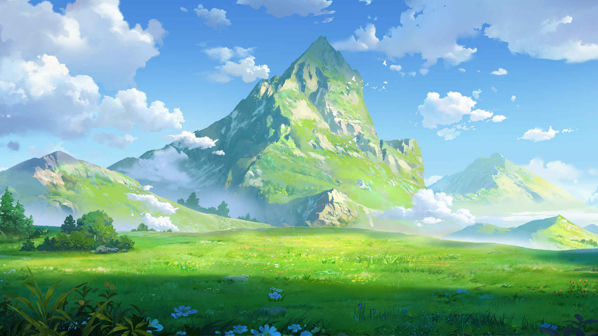 绘画绿色风景清新动漫背景个性网
