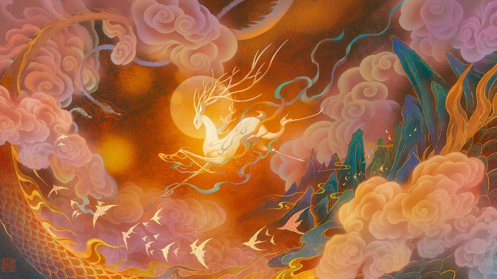 国风 龙  云 鸟 精美壁纸
