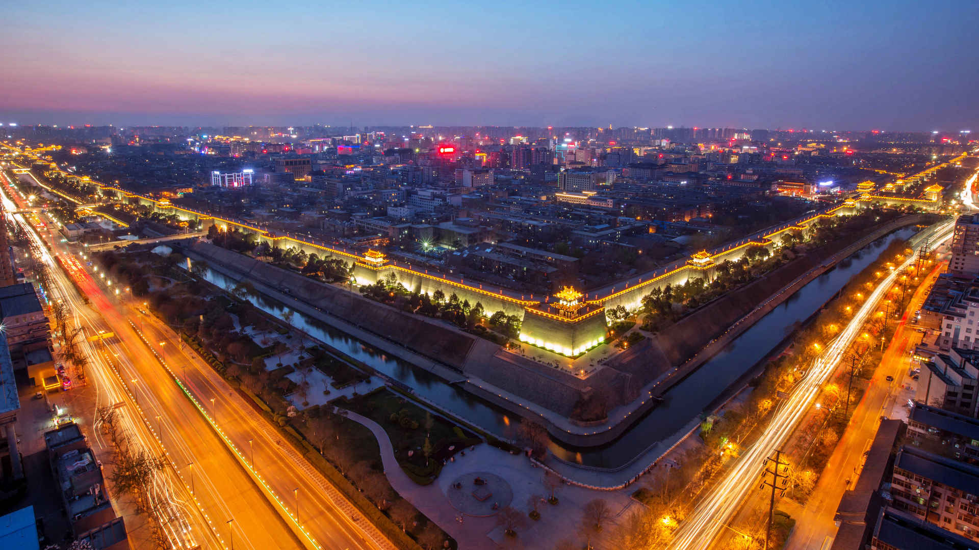 西安古城夜景图片