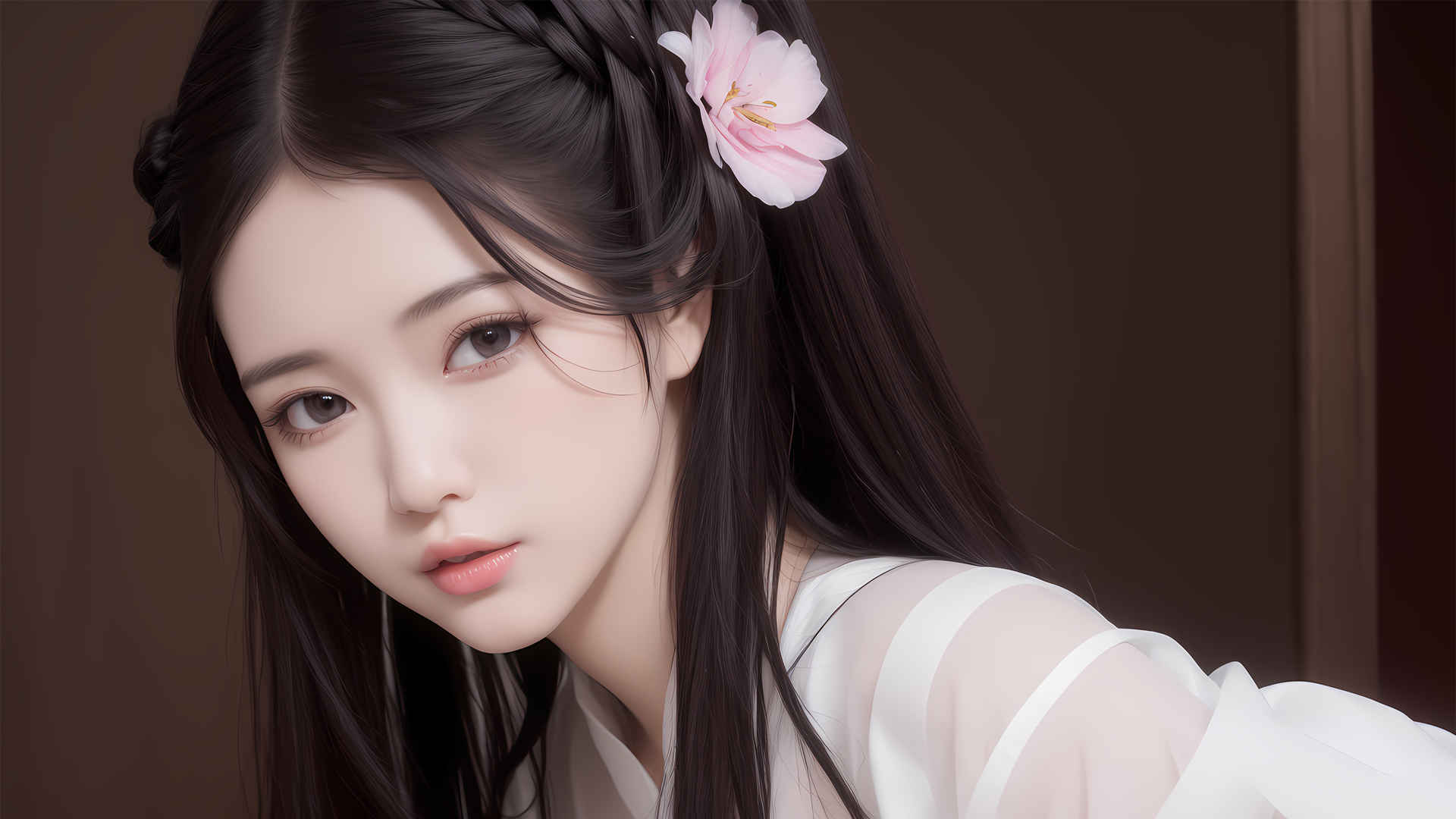 古风古装白色衣服长发美女动漫壁纸-