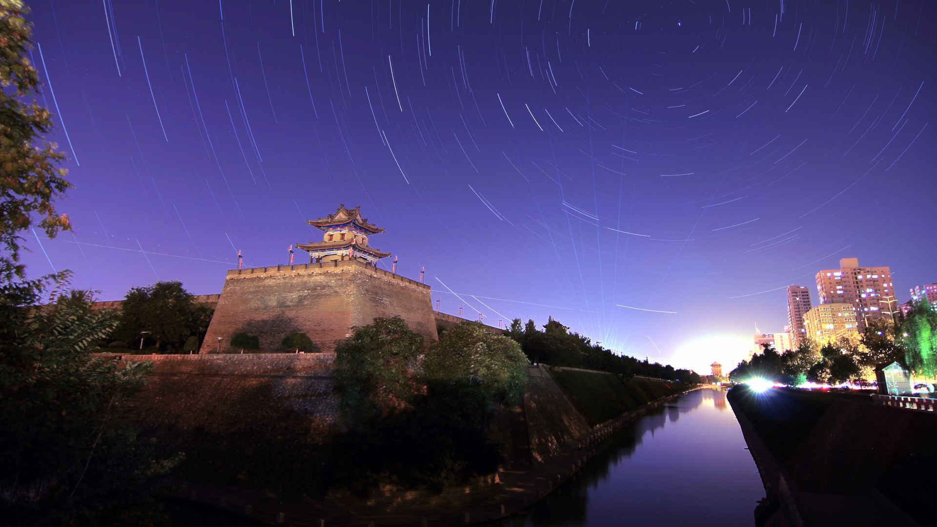 西安古城夜色自然景色高清壁纸