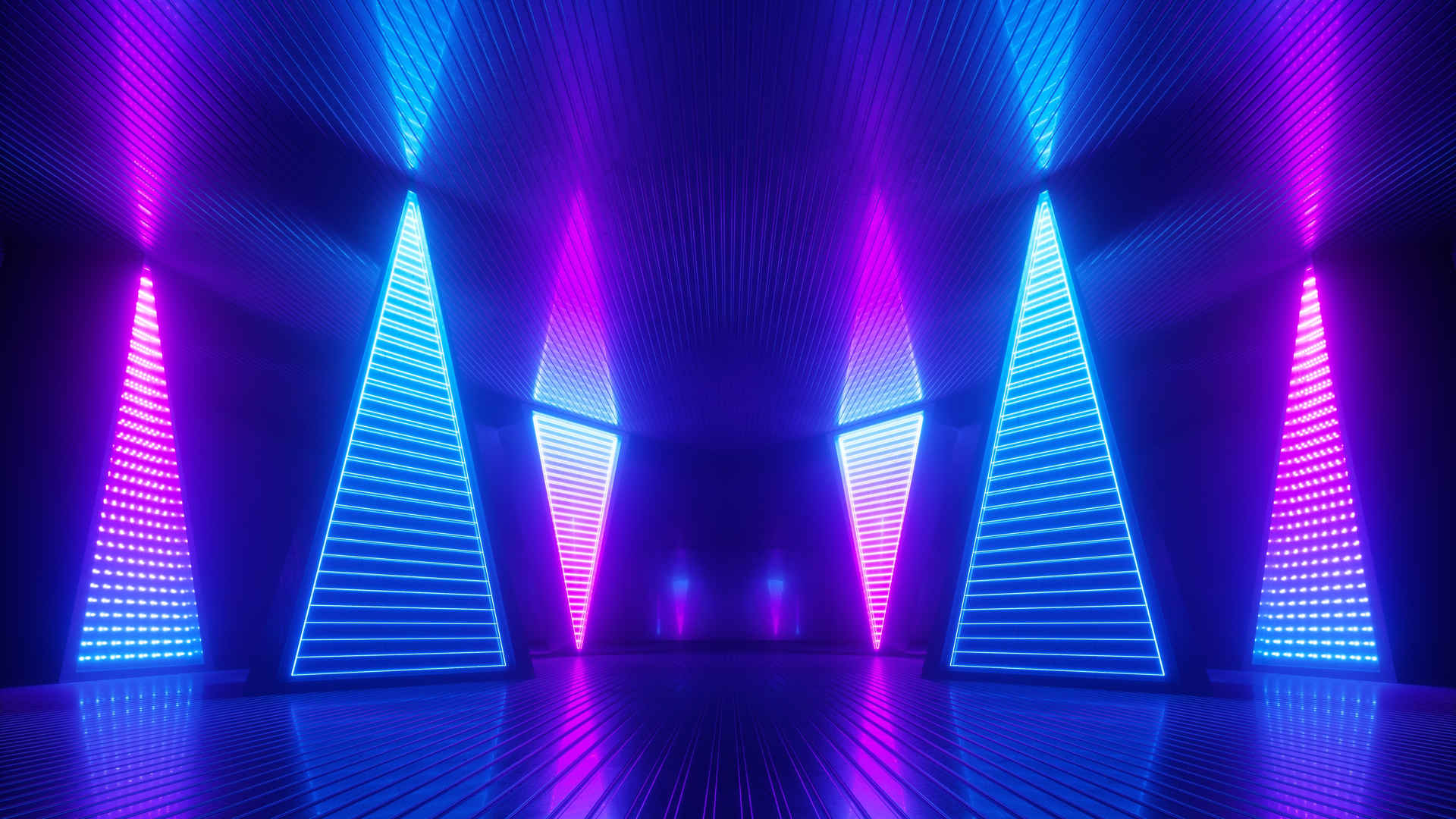 3D霓虹灯好看的渐变色壁纸
