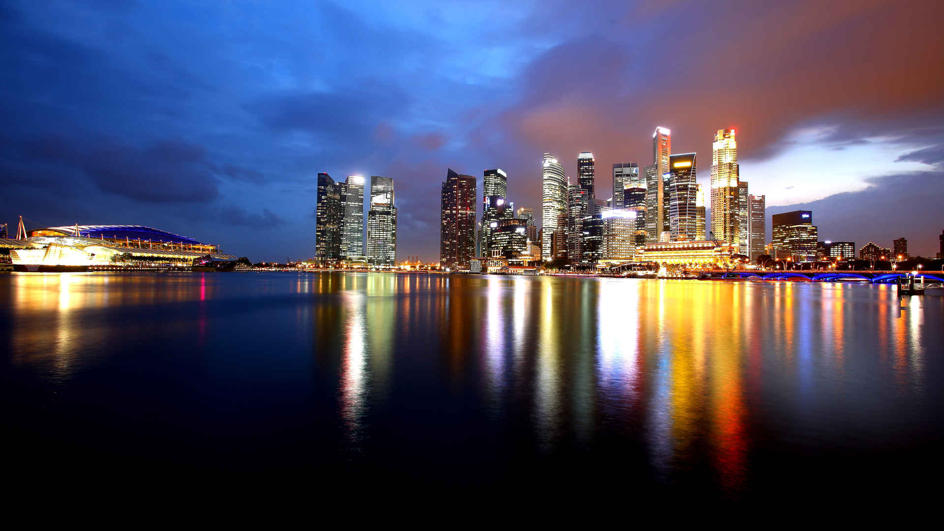 新加坡 海湾  灯光 摩天大楼城市夜景 壁纸图片