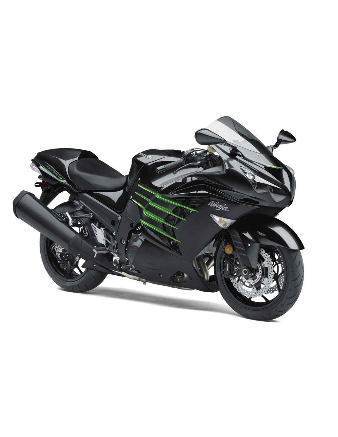 川崎忍者Ninja_ZX1400黑绿色摩托车45°角图片