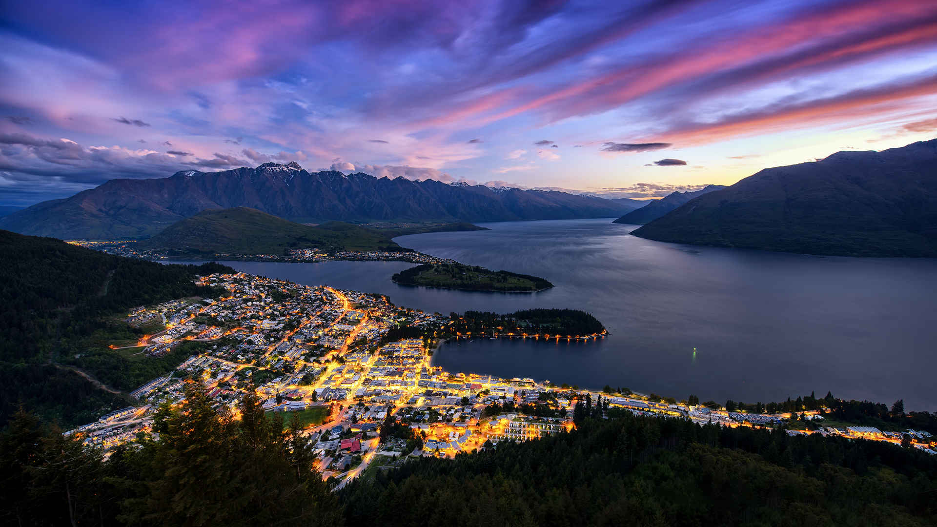 新西兰皇后镇美丽的夜景壁纸图片