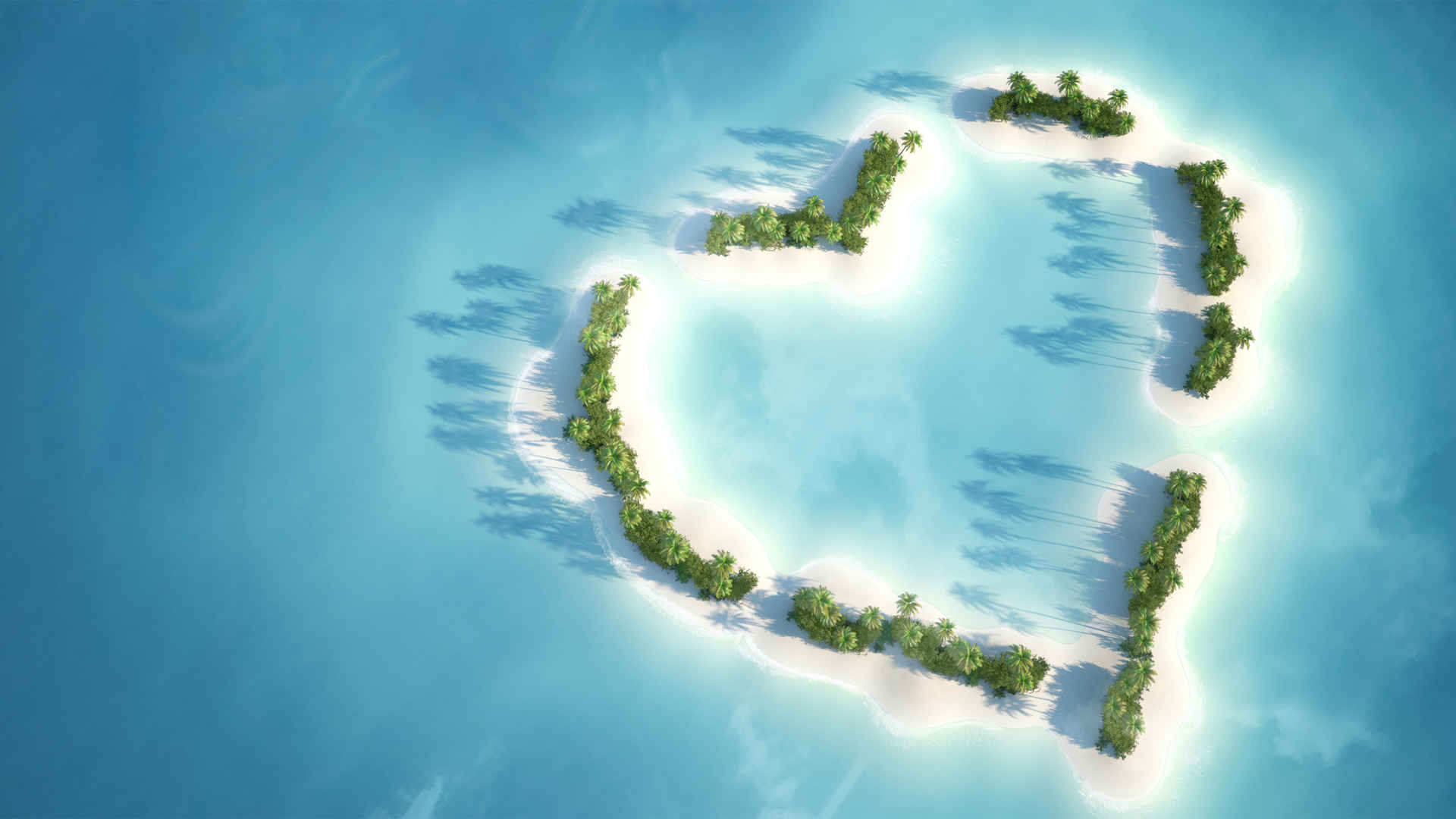 夏天 浪漫爱心小岛电脑风景壁纸-