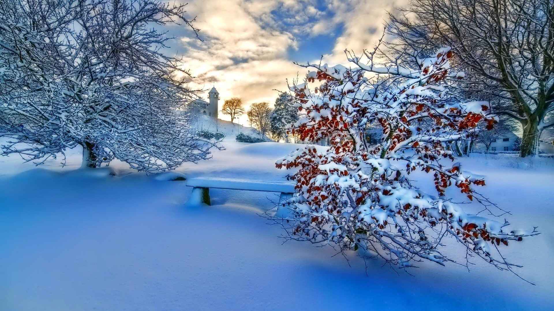 Beautiful snow scene computer original wallpaper high -definition map