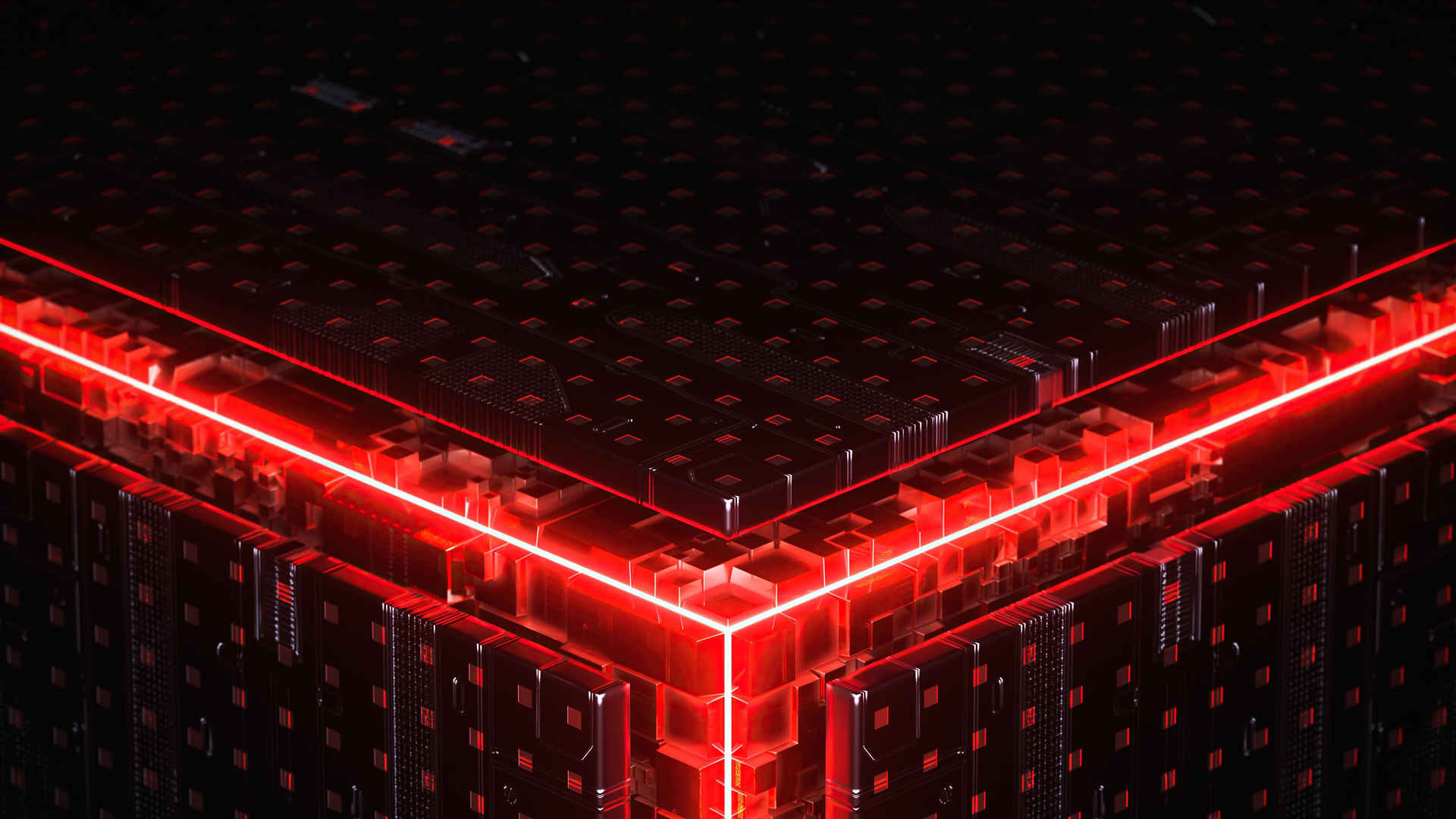 3D发光的立方体好看的桌面主题壁纸