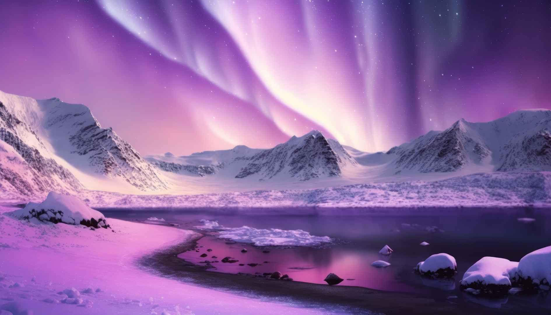 紫色极光风景4k图片