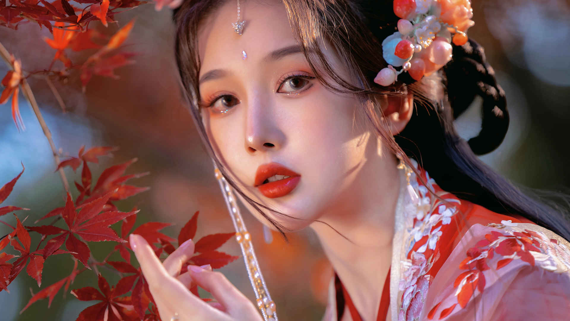红色古装古风美女