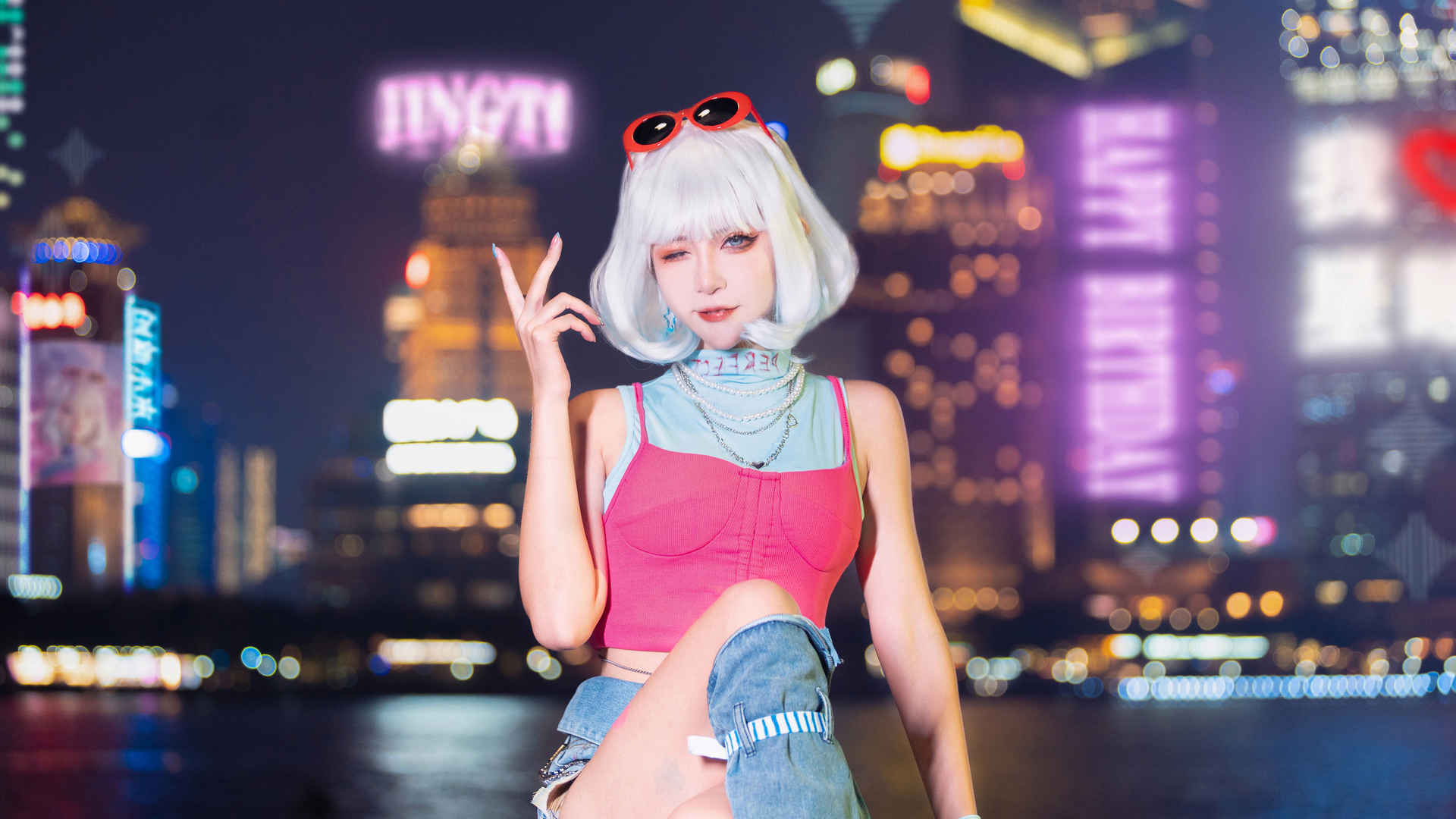 4k 赛博朋克风 美女 高清  壁纸