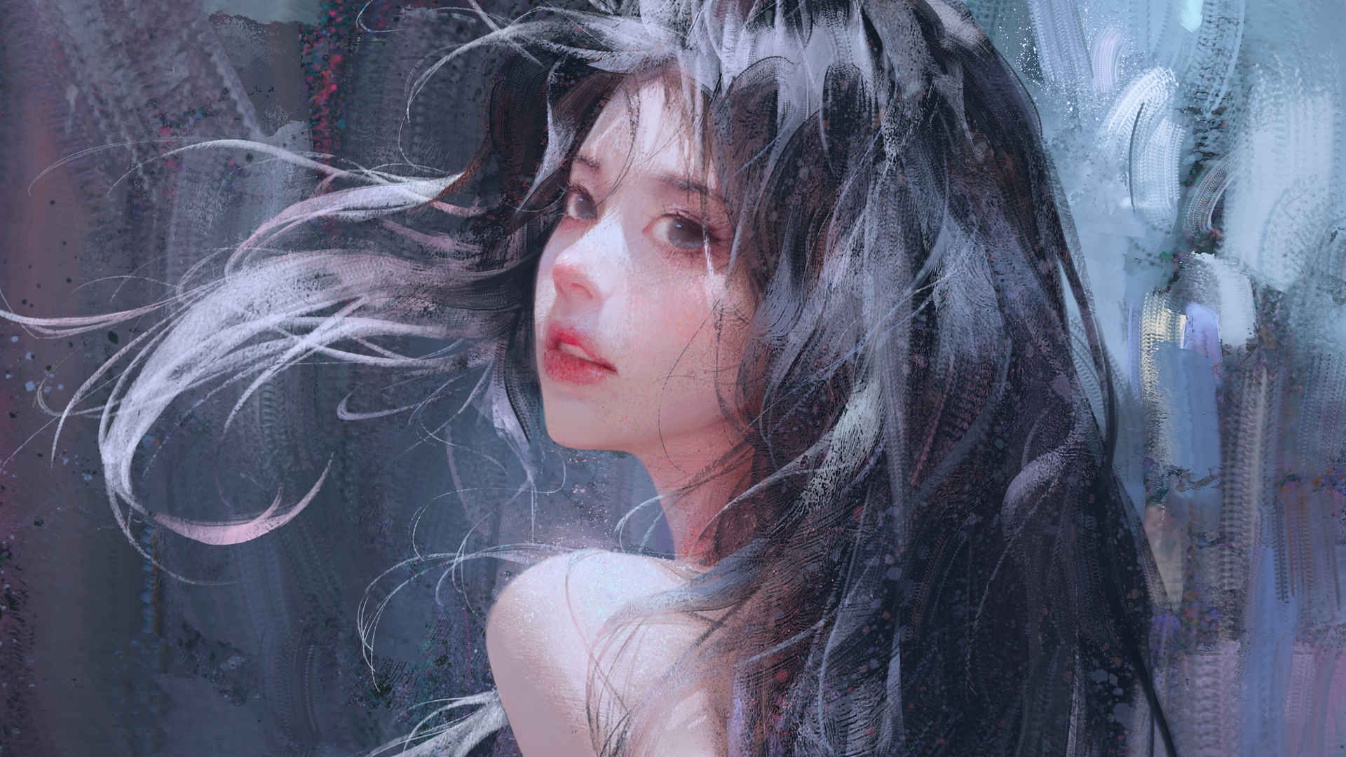 4k 唯美长发粉裙女孩回头动漫壁纸