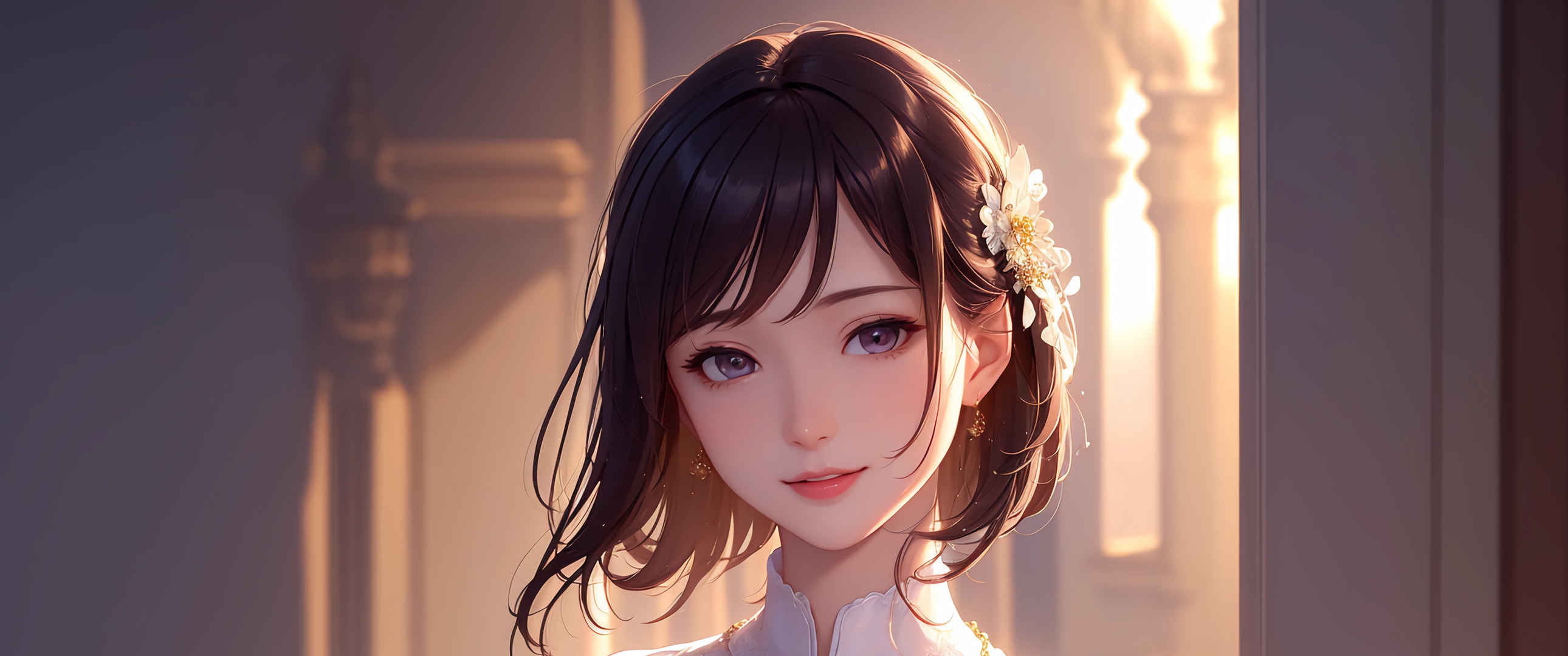 3440x1440带鱼屏ai绘画美女壁纸