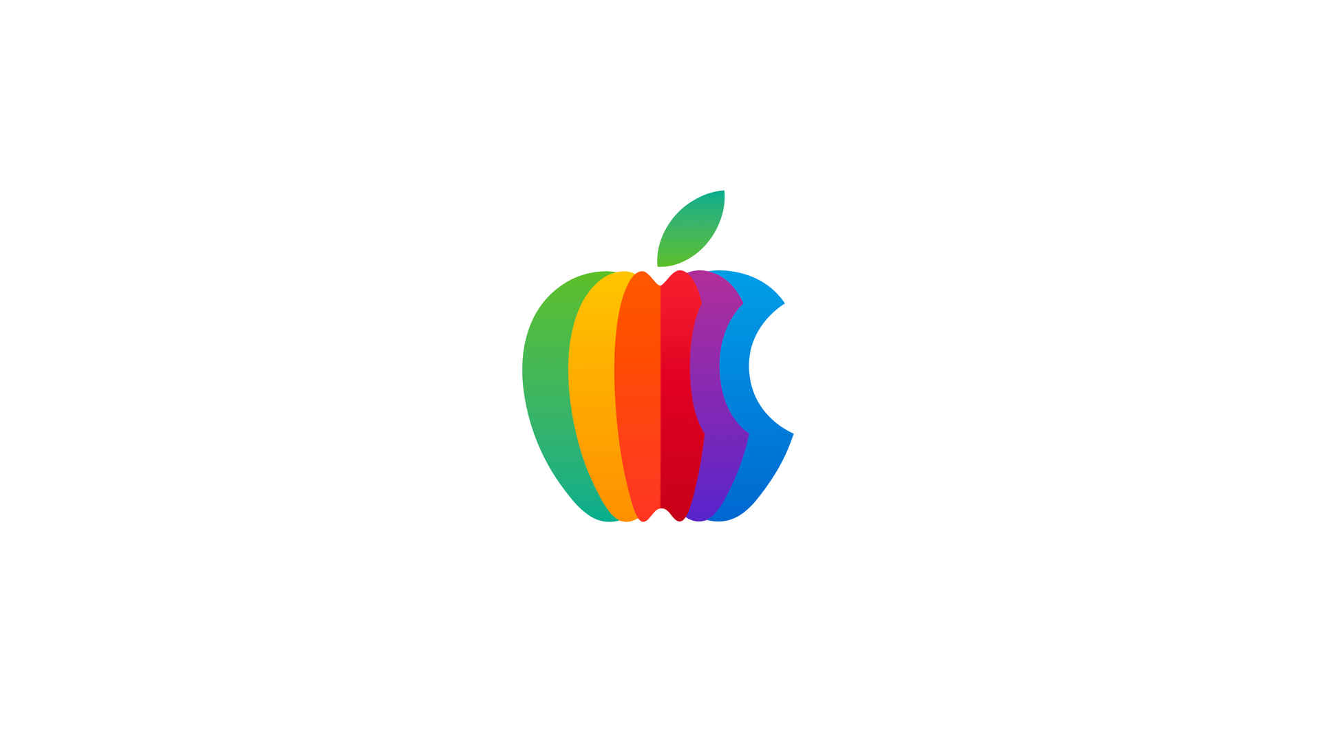 Apple彩色Logo 白色背景 6k壁纸图片