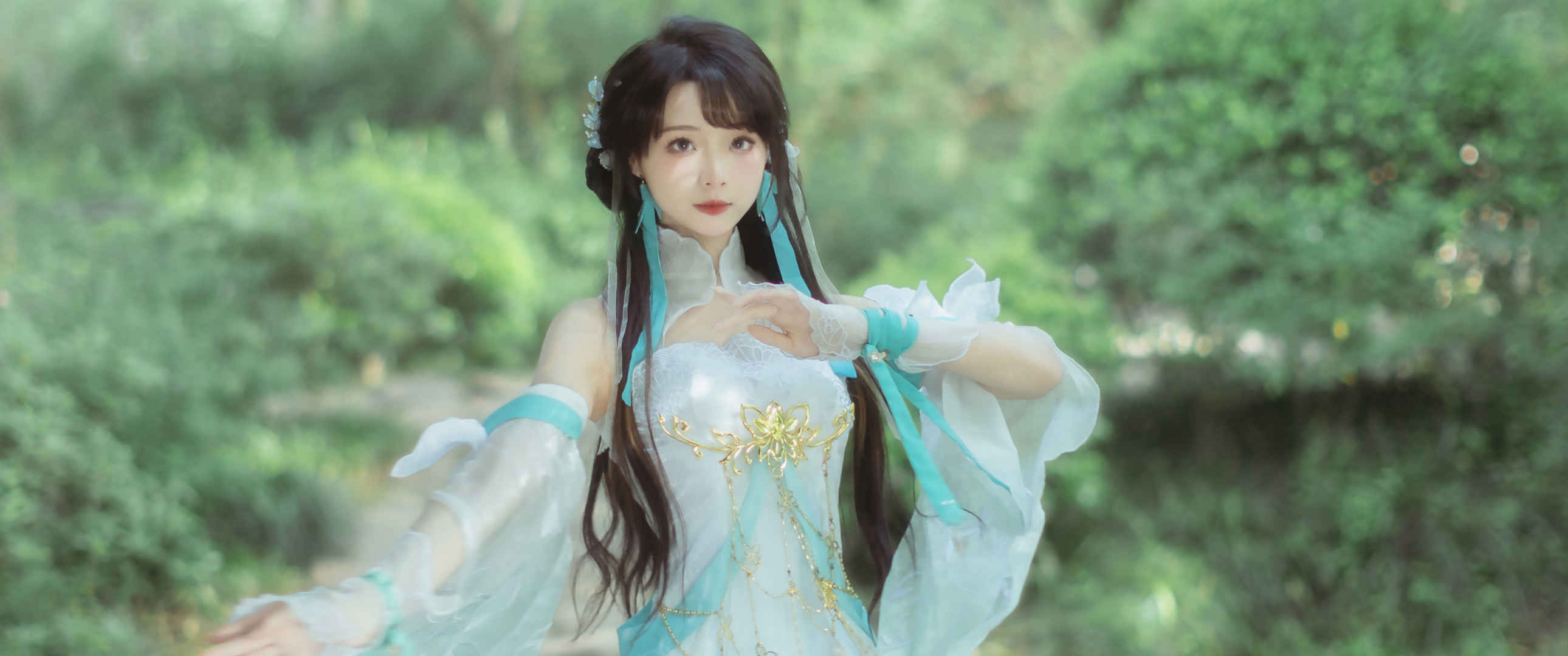 古风美女cosplay 逆水寒 3440x1440壁纸-