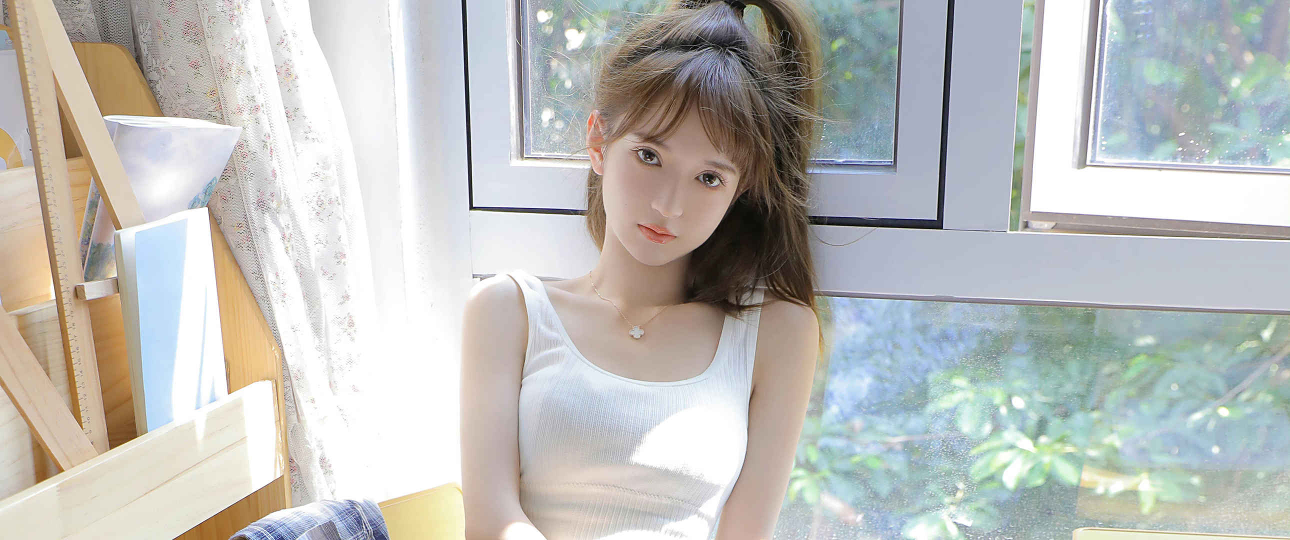   小清新 阳光 美女 3440x1440 带鱼屏壁纸