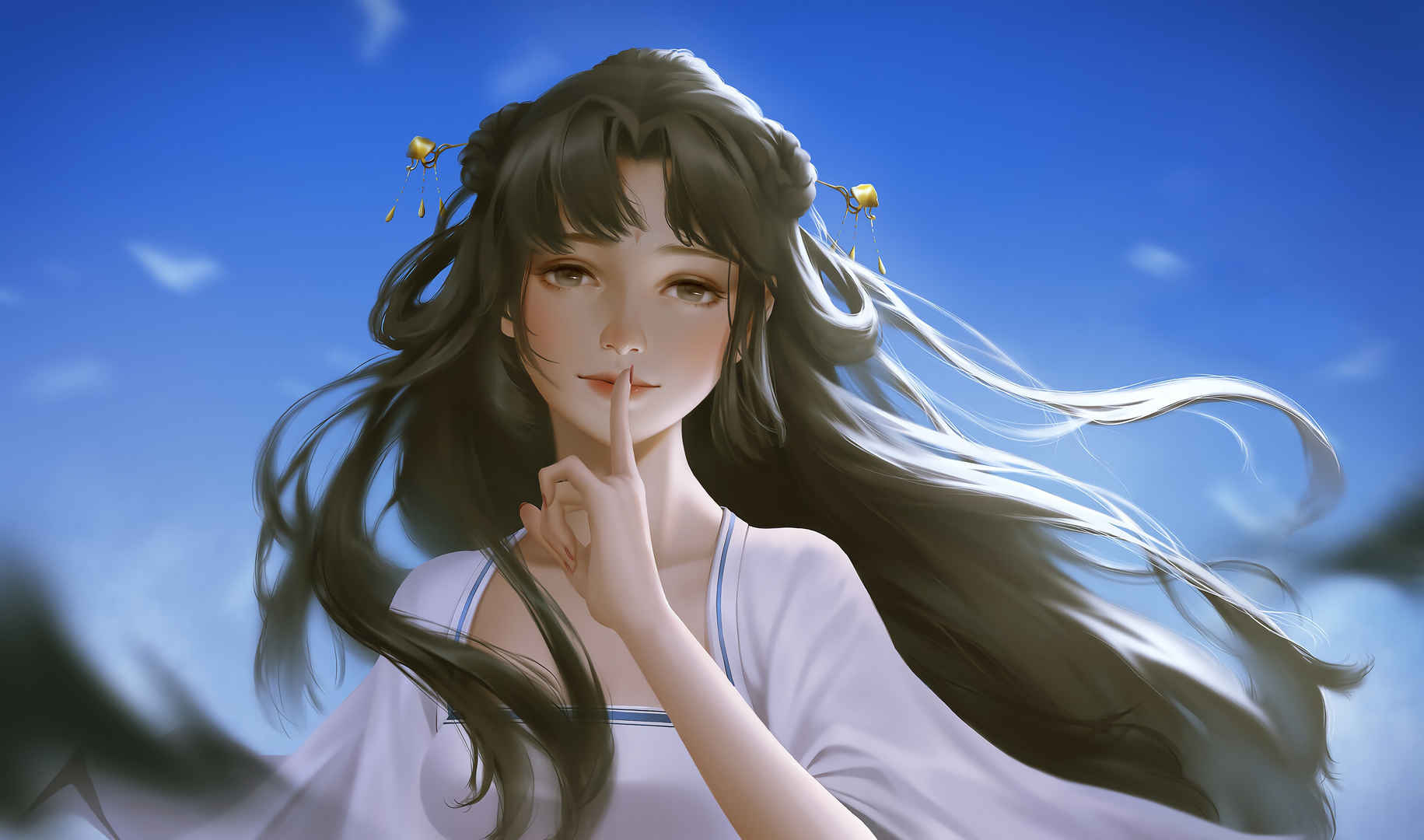 白色裙子可爱长发美女4k动漫壁纸