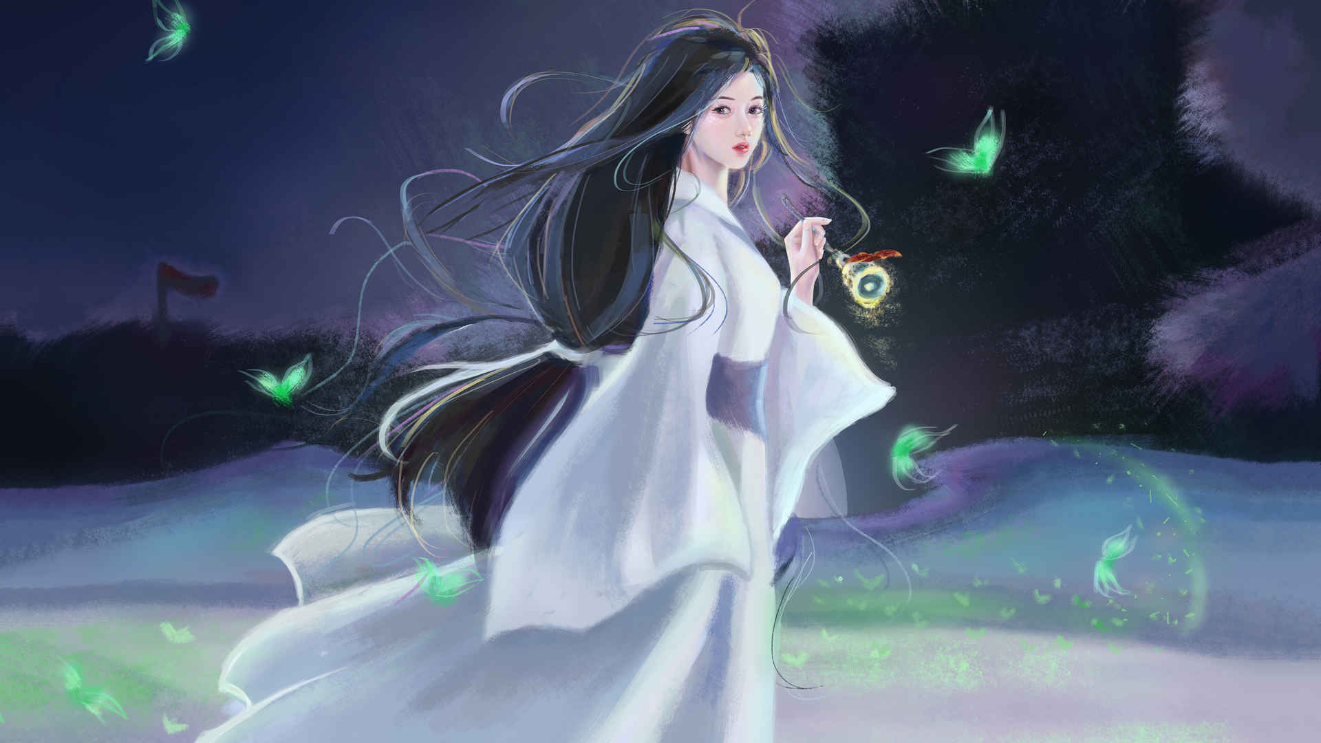 古装女孩唯美  蝴蝶 4k 动漫 壁纸