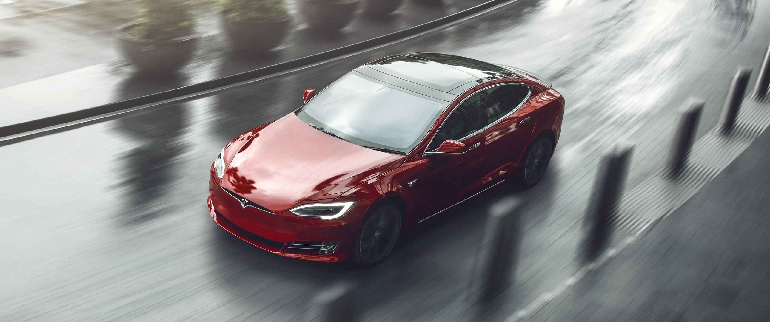 红色特斯拉Model S壁纸-