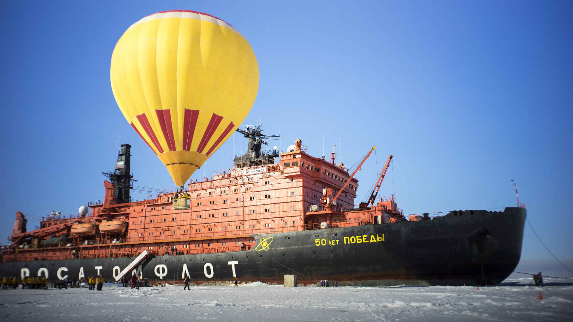 破冰船 北极 热气球 冰川-