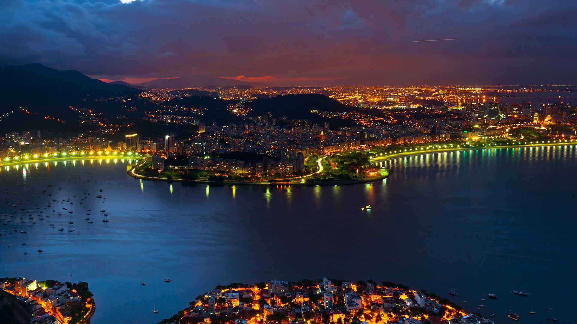 里约热内卢夜景航拍壁纸-