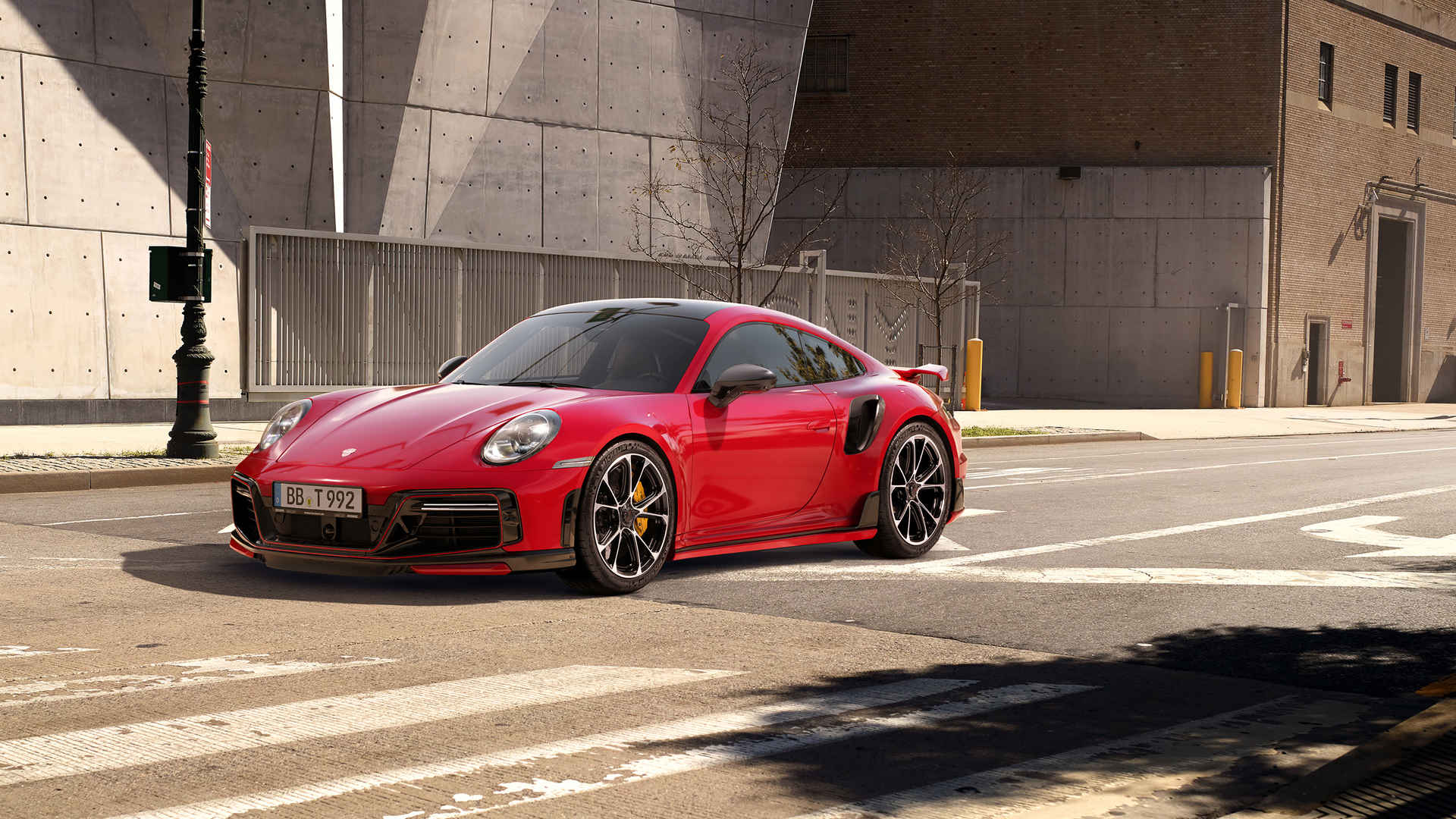 TechArt改装2021款红色保时捷Porsche 911 Turbo S壁纸-