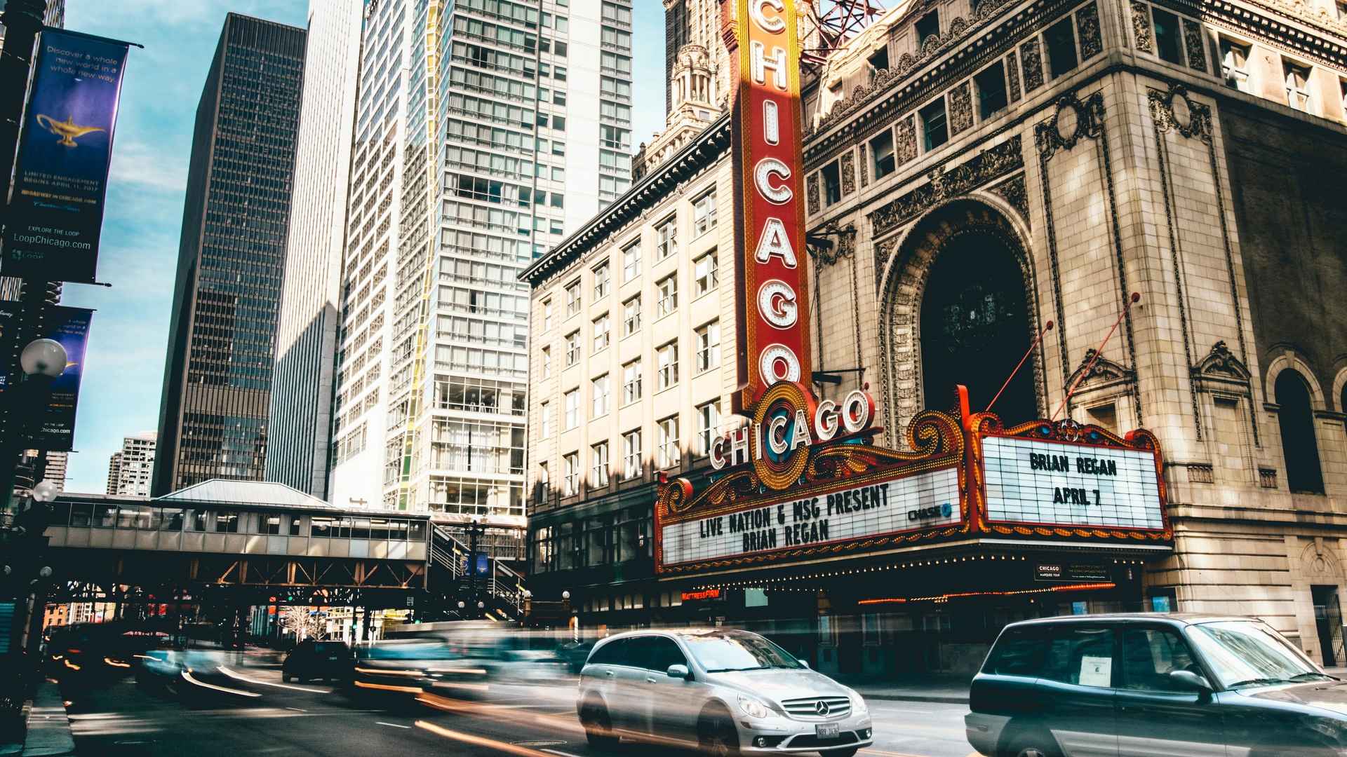 芝加哥大城市风景壁纸唯美粉色-