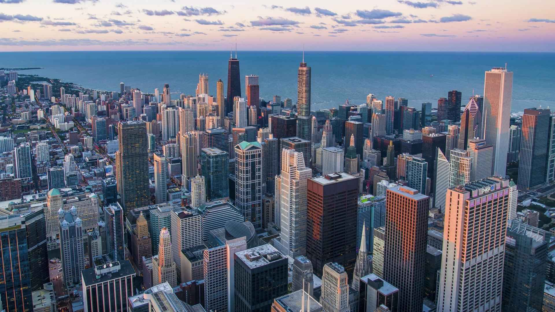 魅力城市芝加哥下风景电脑壁纸-
