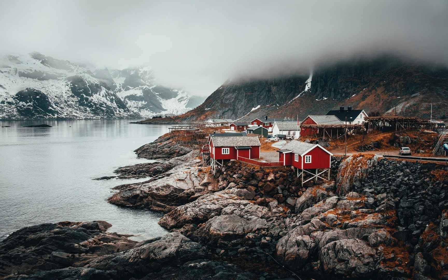 异国风光挪威安静小村庄电脑壁纸