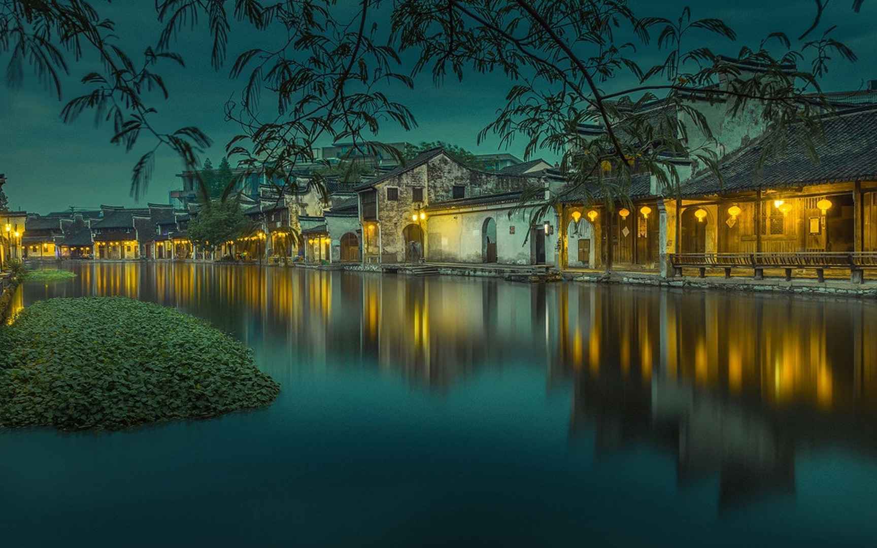 江南水乡的唯美夜色电脑壁纸