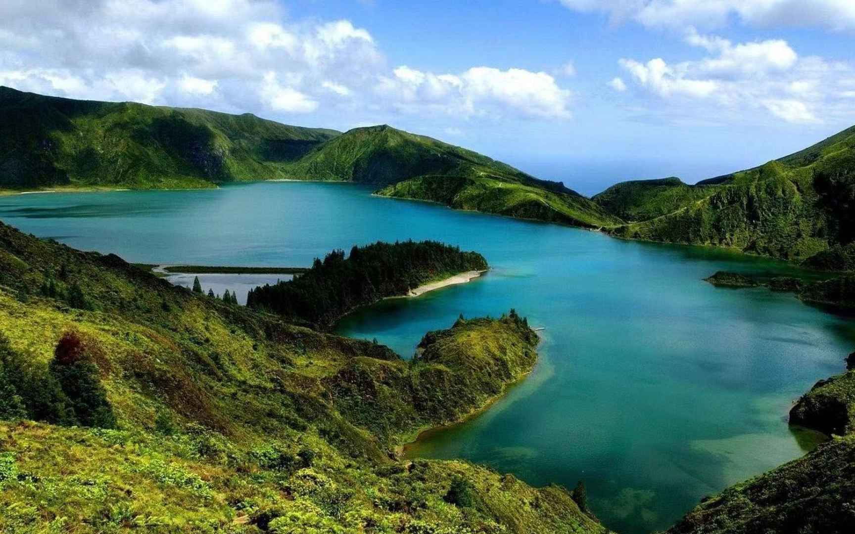 高清护眼绿色自然风景湖泊电脑壁纸-