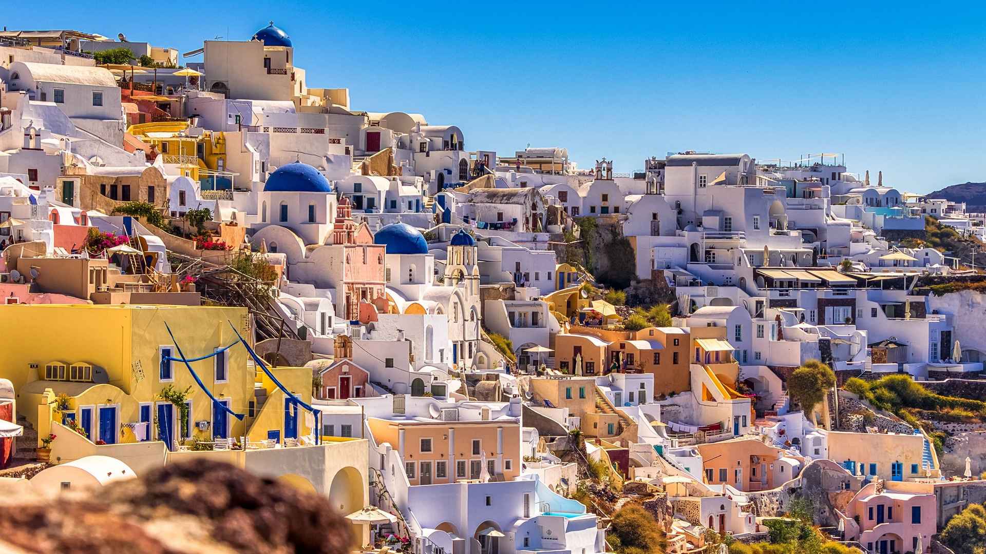 希腊圣托里尼岛海边特色建筑旅游风景壁纸图片-