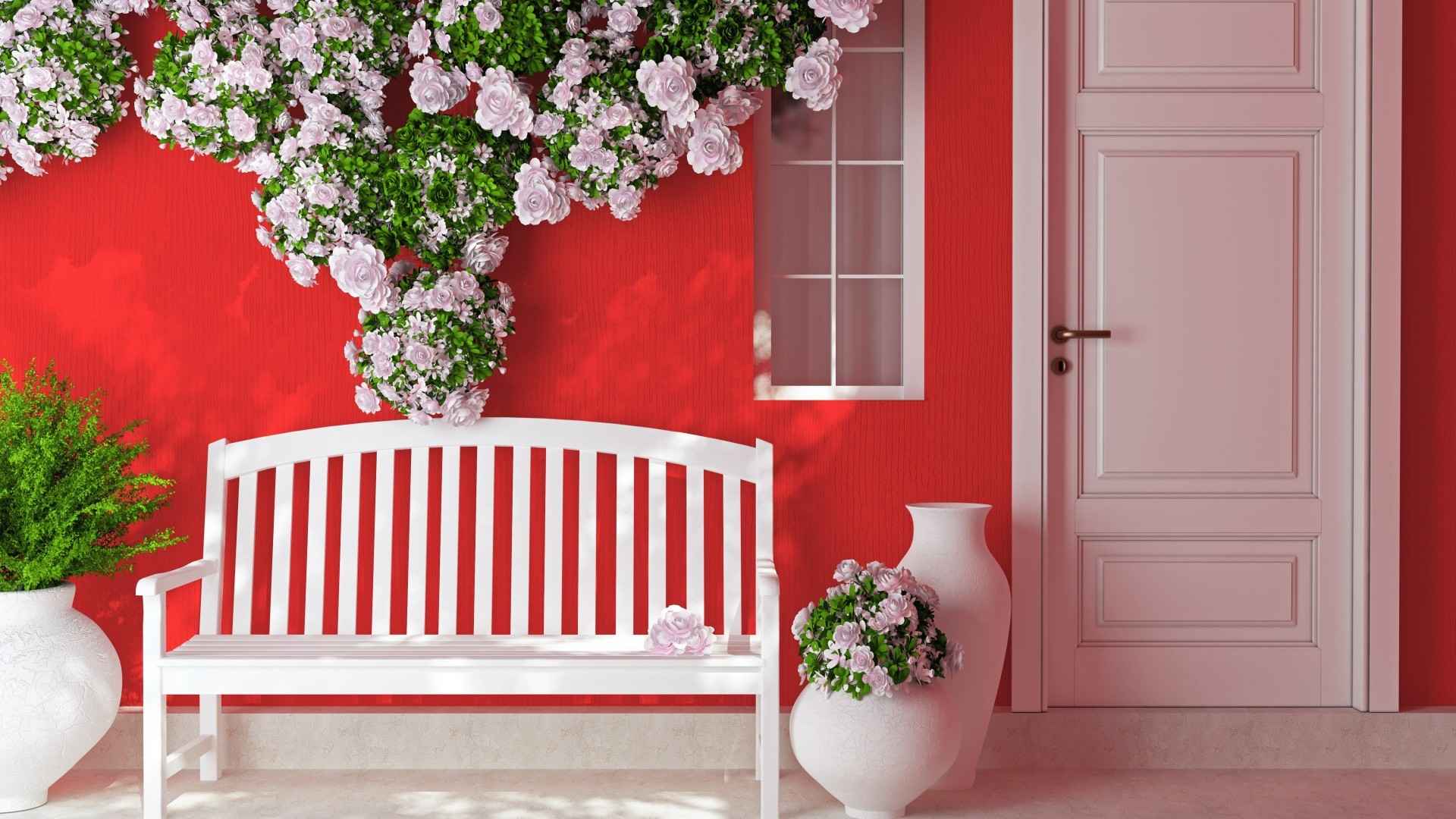 鲜花店粉色的墙浪漫温馨居家桌面壁纸-